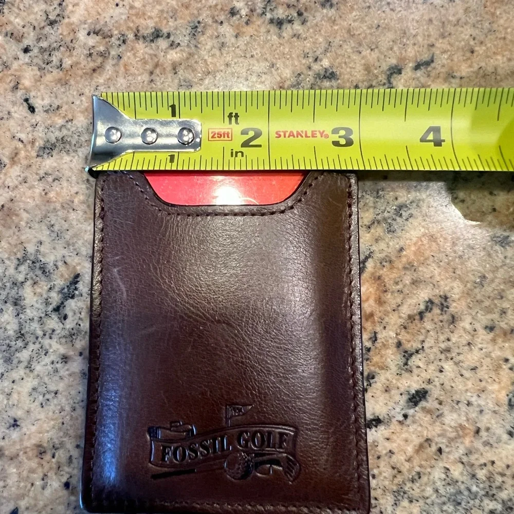 Vintage Fossil Brown Leather Money Clip Card Sleeve